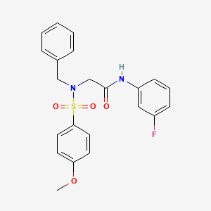 molecular formula C22H21FN2O4S B3711783 2-[benzyl-(4-methoxyphenyl)sulfonylamino]-N-(3-fluorophenyl)acetamide 