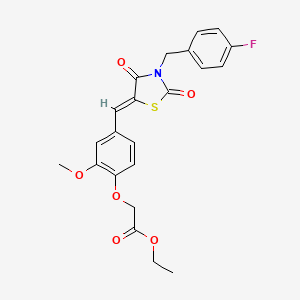 ethyl (4-{(Z)-[3-(4-fluorobenzyl)-2,4-dioxo-1,3-thiazolidin-5-ylidene]methyl}-2-methoxyphenoxy)acetate