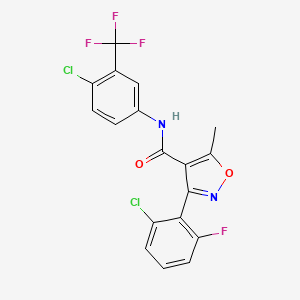 molecular formula C18H10Cl2F4N2O2 B3711812 N-[4-CHLORO-3-(TRIFLUOROMETHYL)PHENYL]-3-(2-CHLORO-6-FLUOROPHENYL)-5-METHYL-12-OXAZOLE-4-CARBOXAMIDE 