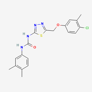 molecular formula C19H19ClN4O2S B3711846 1-{5-[(4-Chloro-3-methylphenoxy)methyl]-1,3,4-thiadiazol-2-yl}-3-(3,4-dimethylphenyl)urea 