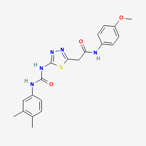 molecular formula C20H21N5O3S B3711855 2-[5-[(3,4-dimethylphenyl)carbamoylamino]-1,3,4-thiadiazol-2-yl]-N-(4-methoxyphenyl)acetamide 