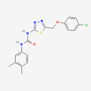 molecular formula C18H17ClN4O2S B3711888 1-{5-[(4-Chlorophenoxy)methyl]-1,3,4-thiadiazol-2-yl}-3-(3,4-dimethylphenyl)urea 