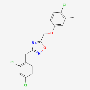 molecular formula C17H13Cl3N2O2 B3711915 5-[(4-chloro-3-methylphenoxy)methyl]-3-(2,4-dichlorobenzyl)-1,2,4-oxadiazole 