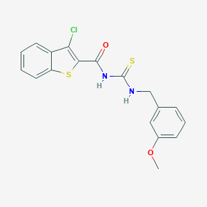 molecular formula C18H15ClN2O2S2 B371196 N-[(3-chloro-1-benzothien-2-yl)carbonyl]-N'-(3-methoxybenzyl)thiourea 