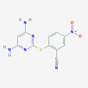 molecular formula C11H8N6O2S B371210 2-[(4,6-Diamino-2-pyrimidinyl)sulfanyl]-5-nitrobenzonitrile 