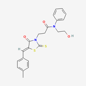 molecular formula C22H22N2O3S2 B3712121 N-(2-hydroxyethyl)-3-[5-(4-methylbenzylidene)-4-oxo-2-thioxo-1,3-thiazolidin-3-yl]-N-phenylpropanamide 