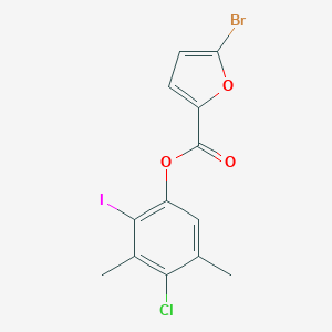 molecular formula C13H9BrClIO3 B371217 4-Chloro-2-iodo-3,5-dimethylphenyl 5-bromo-2-furoate 