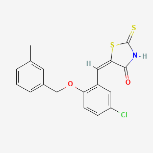 (5E)-5-[[5-chloro-2-[(3-methylphenyl)methoxy]phenyl]methylidene]-2-sulfanylidene-1,3-thiazolidin-4-one