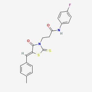 molecular formula C20H17FN2O2S2 B3712255 N-(4-fluorophenyl)-3-[(5Z)-5-(4-methylbenzylidene)-4-oxo-2-thioxo-1,3-thiazolidin-3-yl]propanamide CAS No. 6588-85-8