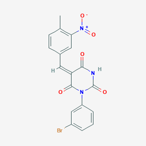 (5E)-1-(3-bromophenyl)-5-(4-methyl-3-nitrobenzylidene)pyrimidine-2,4,6(1H,3H,5H)-trione