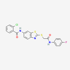 2-chloro-N-[2-[2-(4-fluoroanilino)-2-oxoethyl]sulfanyl-1,3-benzothiazol-6-yl]benzamide