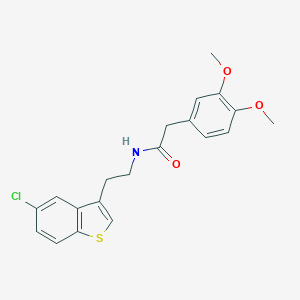 molecular formula C20H20ClNO3S B371238 N-[2-(5-chloro-1-benzothien-3-yl)ethyl]-2-(3,4-dimethoxyphenyl)acetamide 