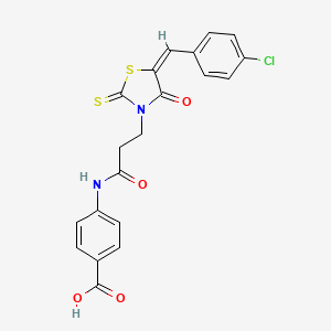 4-[3-[(5E)-5-[(4-chlorophenyl)methylidene]-4-oxo-2-sulfanylidene-1,3-thiazolidin-3-yl]propanoylamino]benzoic acid