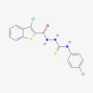 molecular formula C16H11Cl2N3OS2 B371242 3-Chloro-N'-[(4-chlorophenyl)thiocarbamoyl]benzo[b]thiophene-2-carbohydrazide 