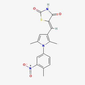 molecular formula C17H15N3O4S B3712485 5-{[2,5-dimethyl-1-(4-methyl-3-nitrophenyl)-1H-pyrrol-3-yl]methylene}-1,3-thiazolidine-2,4-dione 