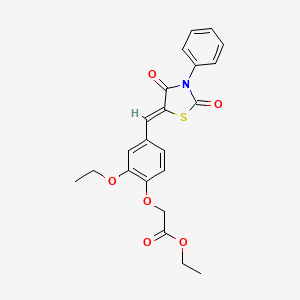 molecular formula C22H21NO6S B3712498 ethyl {4-[(Z)-(2,4-dioxo-3-phenyl-1,3-thiazolidin-5-ylidene)methyl]-2-ethoxyphenoxy}acetate 