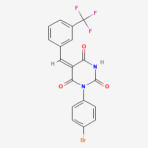 molecular formula C18H10BrF3N2O3 B3712508 (5E)-1-(4-bromophenyl)-5-[3-(trifluoromethyl)benzylidene]pyrimidine-2,4,6(1H,3H,5H)-trione 