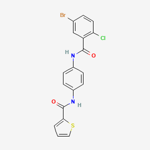 molecular formula C18H12BrClN2O2S B3712541 N-[4-(5-Bromo-2-chlorobenzamido)phenyl]thiophene-2-carboxamide 