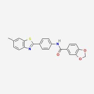 molecular formula C22H16N2O3S B3712568 N-[4-(6-METHYL-1,3-BENZOTHIAZOL-2-YL)PHENYL]-2H-1,3-BENZODIOXOLE-5-CARBOXAMIDE 