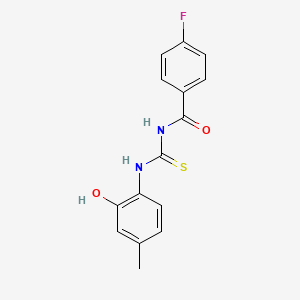 molecular formula C15H13FN2O2S B3712588 4-fluoro-N-{[(2-hydroxy-4-methylphenyl)amino]carbonothioyl}benzamide 