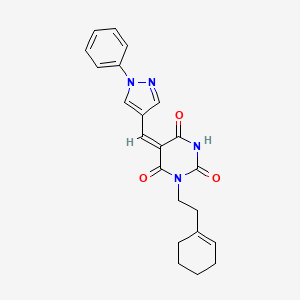 (5E)-1-[2-(cyclohexen-1-yl)ethyl]-5-[(1-phenylpyrazol-4-yl)methylidene]-1,3-diazinane-2,4,6-trione