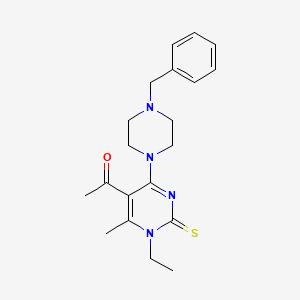 molecular formula C20H26N4OS B3712626 1-[4-(4-Benzylpiperazin-1-YL)-1-ethyl-6-methyl-2-sulfanylidene-1,2-dihydropyrimidin-5-YL]ethan-1-one 