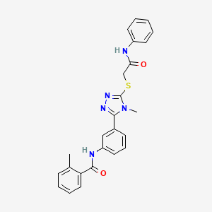 molecular formula C25H23N5O2S B3712638 2-methyl-N-[3-(4-methyl-5-{[2-oxo-2-(phenylamino)ethyl]sulfanyl}-4H-1,2,4-triazol-3-yl)phenyl]benzamide 