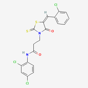 3-[5-(2-chlorobenzylidene)-4-oxo-2-thioxo-1,3-thiazolidin-3-yl]-N-(2,4-dichlorophenyl)propanamide