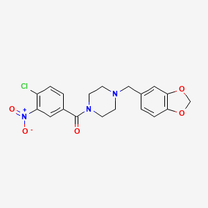 molecular formula C19H18ClN3O5 B3712661 [4-(1,3-BENZODIOXOL-5-YLMETHYL)PIPERAZINO](4-CHLORO-3-NITROPHENYL)METHANONE 