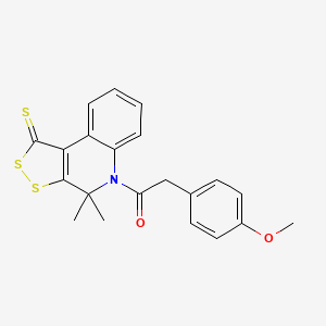 molecular formula C21H19NO2S3 B3712712 1-{4,4-DIMETHYL-1-SULFANYLIDENE-1H,4H,5H-[1,2]DITHIOLO[3,4-C]QUINOLIN-5-YL}-2-(4-METHOXYPHENYL)ETHAN-1-ONE 