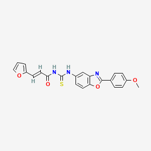 molecular formula C22H17N3O4S B3712810 (2E)-3-(furan-2-yl)-N-{[2-(4-methoxyphenyl)-1,3-benzoxazol-5-yl]carbamothioyl}prop-2-enamide 