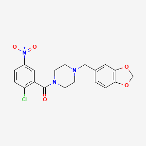 molecular formula C19H18ClN3O5 B3712830 [4-(1,3-BENZODIOXOL-5-YLMETHYL)PIPERAZINO](2-CHLORO-5-NITROPHENYL)METHANONE 