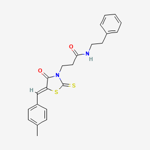 molecular formula C22H22N2O2S2 B3712849 3-[5-(4-methylbenzylidene)-4-oxo-2-thioxo-1,3-thiazolidin-3-yl]-N-(2-phenylethyl)propanamide 