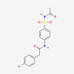 molecular formula C16H15BrN2O4S B3712863 N-{4-[2-(4-BROMOPHENYL)ACETAMIDO]BENZENESULFONYL}ACETAMIDE 