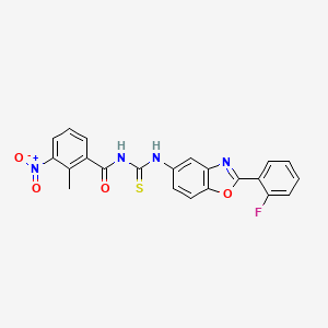 molecular formula C22H15FN4O4S B3712880 N-{[2-(2-fluorophenyl)-1,3-benzoxazol-5-yl]carbamothioyl}-2-methyl-3-nitrobenzamide 