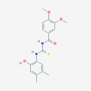 molecular formula C18H20N2O4S B3712884 N-[(2-hydroxy-4,5-dimethylphenyl)carbamothioyl]-3,4-dimethoxybenzamide 