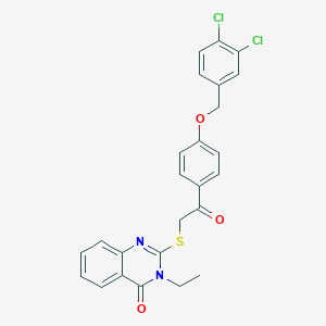 molecular formula C25H20Cl2N2O3S B371292 2-[(2-{4-[(3,4-dichlorobenzyl)oxy]phenyl}-2-oxoethyl)sulfanyl]-3-ethyl-4(3H)-quinazolinone CAS No. 301194-77-4