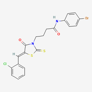 molecular formula C20H16BrClN2O2S2 B3712966 N-(4-bromophenyl)-4-[5-(2-chlorobenzylidene)-4-oxo-2-thioxo-1,3-thiazolidin-3-yl]butanamide 