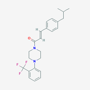 (E)-3-[4-(2-methylpropyl)phenyl]-1-[4-[2-(trifluoromethyl)phenyl]piperazin-1-yl]prop-2-en-1-one
