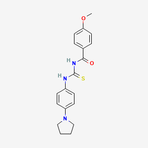 molecular formula C19H21N3O2S B3712995 4-methoxy-N-{[4-(pyrrolidin-1-yl)phenyl]carbamothioyl}benzamide 