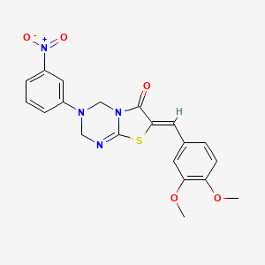 molecular formula C20H18N4O5S B3713005 7-(3,4-dimethoxybenzylidene)-3-(3-nitrophenyl)-3,4-dihydro-2H-[1,3]thiazolo[3,2-a][1,3,5]triazin-6(7H)-one 