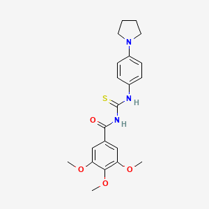 molecular formula C21H25N3O4S B3713015 3,4,5-trimethoxy-N-({[4-(1-pyrrolidinyl)phenyl]amino}carbonothioyl)benzamide 