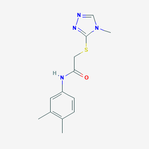 molecular formula C13H16N4OS B371302 N-(3,4-dimethylphenyl)-2-[(4-methyl-4H-1,2,4-triazol-3-yl)sulfanyl]acetamide CAS No. 329078-48-0