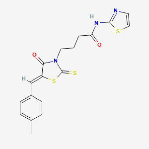 molecular formula C18H17N3O2S3 B3713038 4-[5-(4-methylbenzylidene)-4-oxo-2-thioxo-1,3-thiazolidin-3-yl]-N-1,3-thiazol-2-ylbutanamide 