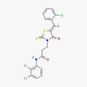 molecular formula C19H13Cl3N2O2S2 B3713098 3-[5-(2-chlorobenzylidene)-4-oxo-2-thioxo-1,3-thiazolidin-3-yl]-N-(2,3-dichlorophenyl)propanamide 