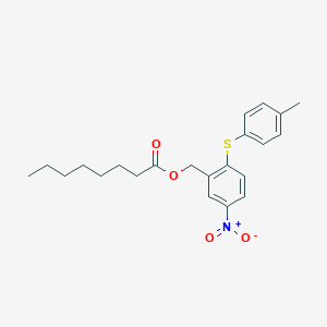 molecular formula C22H27NO4S B371315 2-[(4-Methylphenyl)thio]-5-nitrobenzyl octanoate 
