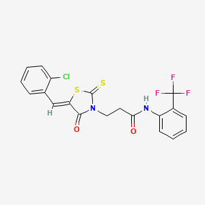 molecular formula C20H14ClF3N2O2S2 B3713155 3-[5-(2-chlorobenzylidene)-4-oxo-2-thioxo-1,3-thiazolidin-3-yl]-N-[2-(trifluoromethyl)phenyl]propanamide 