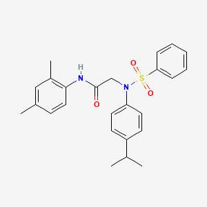 molecular formula C25H28N2O3S B3713199 2-[N-(benzenesulfonyl)-4-propan-2-ylanilino]-N-(2,4-dimethylphenyl)acetamide 