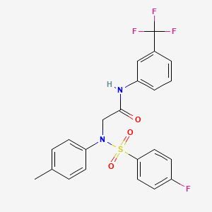 molecular formula C22H18F4N2O3S B3713202 2-(N-(4-fluorophenyl)sulfonyl-4-methylanilino)-N-[3-(trifluoromethyl)phenyl]acetamide 