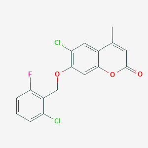 molecular formula C17H11Cl2FO3 B3713265 6-CHLORO-7-[(2-CHLORO-6-FLUOROPHENYL)METHOXY]-4-METHYL-2H-CHROMEN-2-ONE 